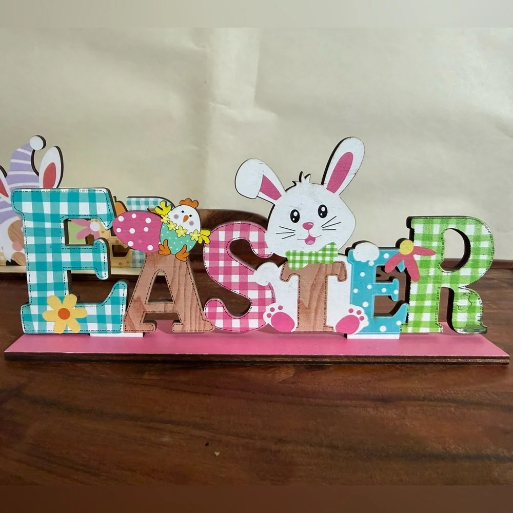 Easter party theme decoration bundle 4 Pc Decorate Stand sign Hanging Sign